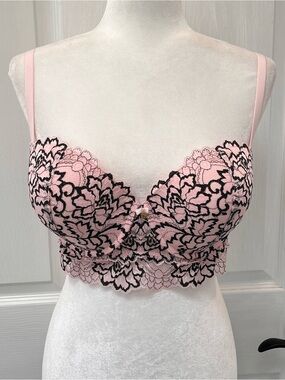La Vie en Rose 38DD Pink Lace Longline Balconette Convertible Push Up Bra